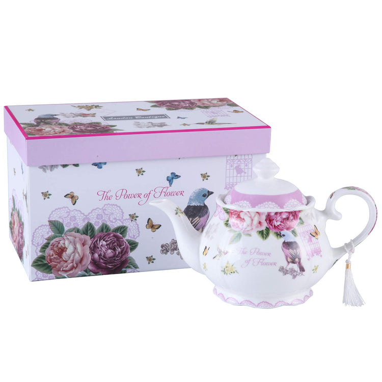 Porcelain Teapot Sugar Bowl and Cream Milk Jug Shabby Chic Vintage Floral in Gift box 40oz