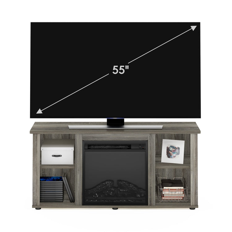Jensen Fireplace Entertainment Center TV Stand with Open Storage for TV up to 55 Inch