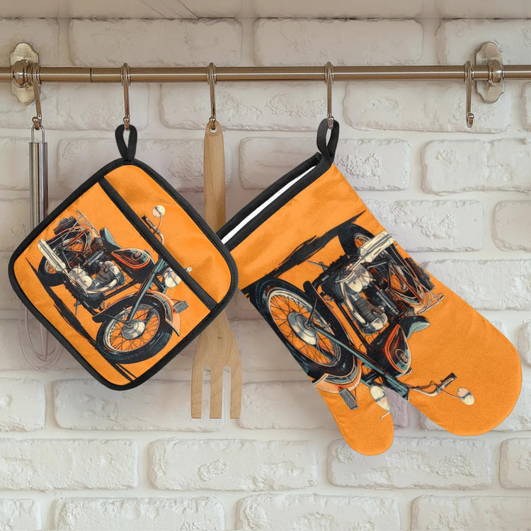 Motorcycle Theme Oven Mitts and Pot Holders Sets (2 Count)