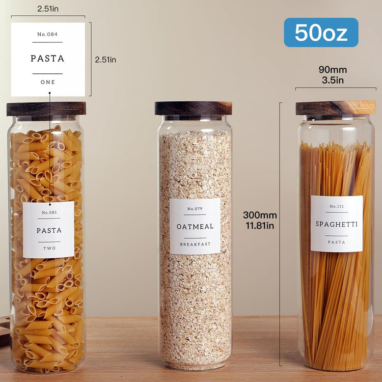 3 Set Glass Pantry Storage Jars with Acacia Airtight Lid