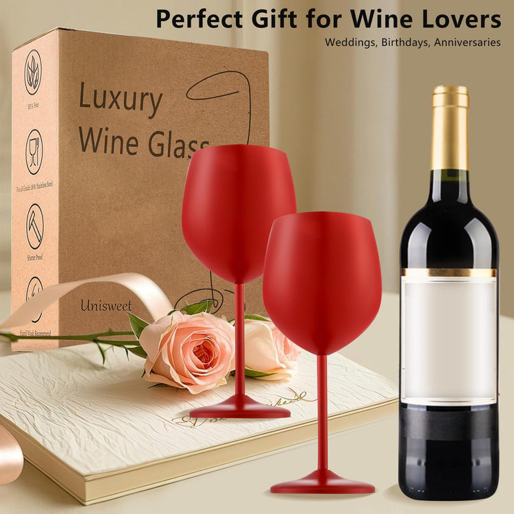 Unbreakable Stainless Steel Wine Glasses Set of 4 (4 Count)