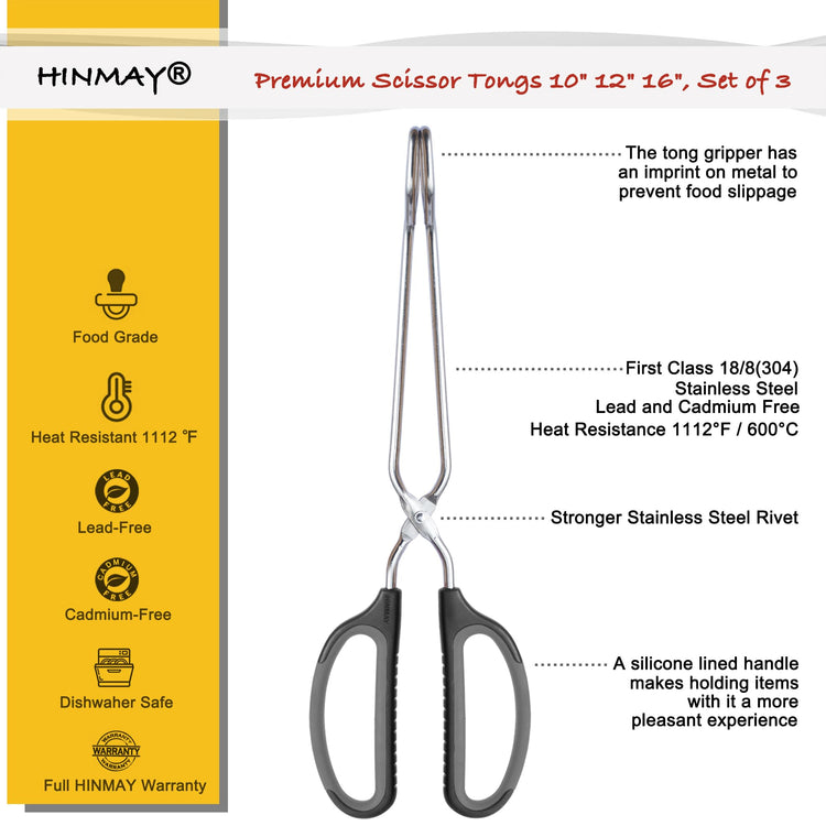 Stainless Steel Scissor Tongs Cooking Tongs Set