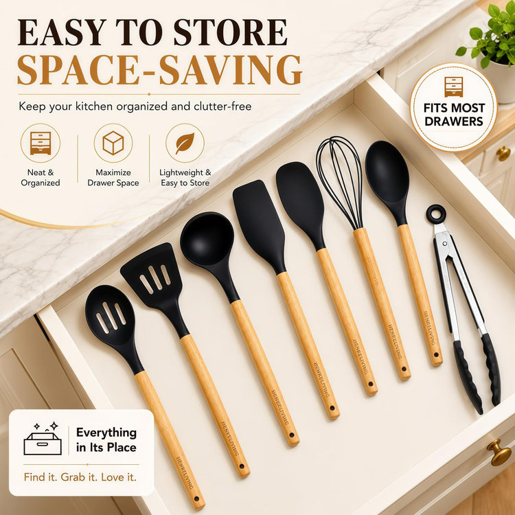Silicone 10 Pcs Kitchen Cooking Utensils Set (10 Count)