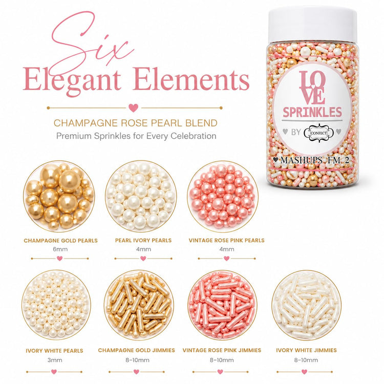 Pink White & Gold Pearl Cake Sprinkles Mix (4.2 Ounce)