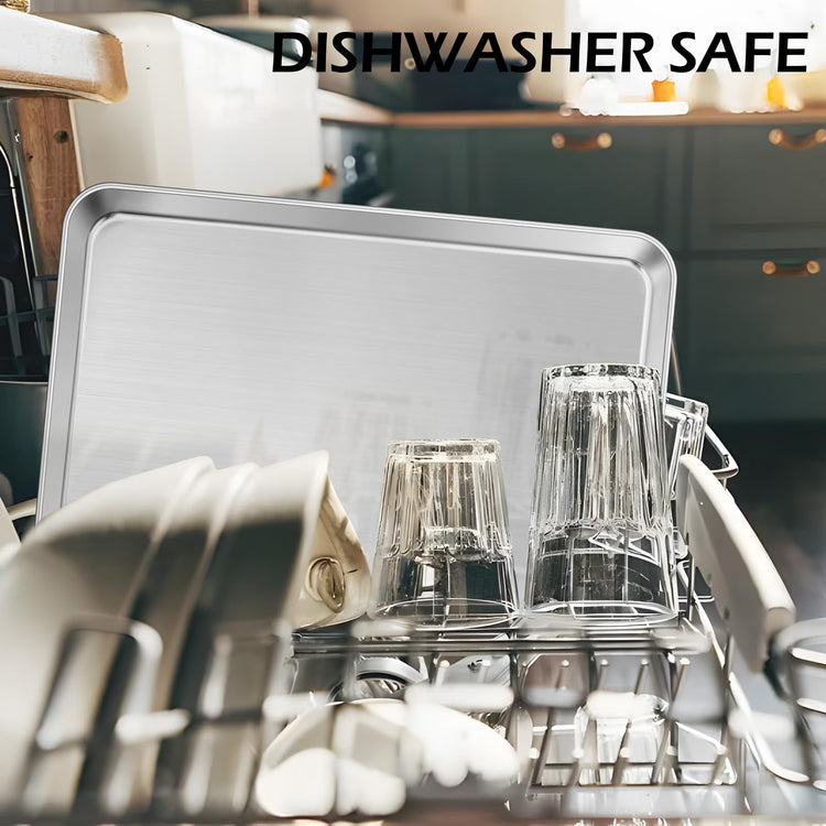 Non Toxic 17x13IN Half Stainless Steel Baking Sheets Pan (2 Count)