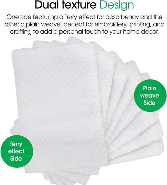 DG Collections White Kitchen Towels - 100% Cotton Terry Tea Towels for Cleaning, Drying, and Highly Absorbent Kitchen Dish Cloth for Bar Cleaning - 8 Pack - 15 x 25 Inches - Nestoria