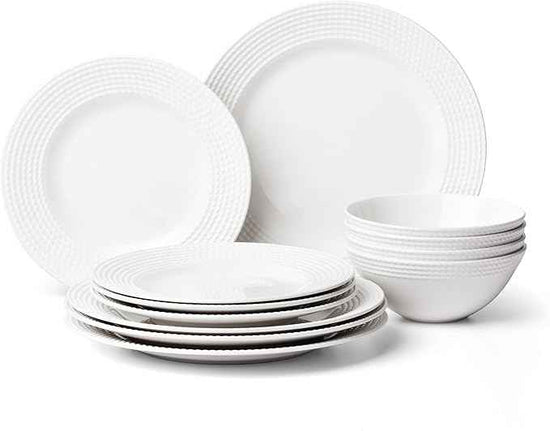Kate Spade New York Wickford 16-Piece Dinnerware Set, 15.75 LB, White