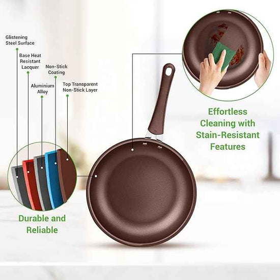 NutriChef 14-Piece Nonstick Brown Cookware Set - Scratch-Resistant Kitchen Pots and Pans with Lids & Utensils, For All Cooktops - NCCW14SBR