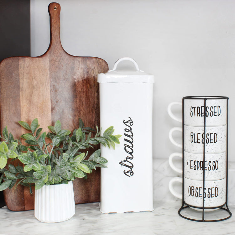 Farmhouse Enamelware Straw Holder