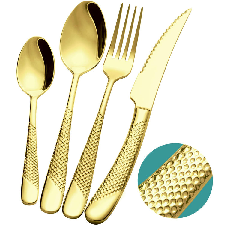 16 Pc Champagne Gold Hammered 18 (4 Count)
