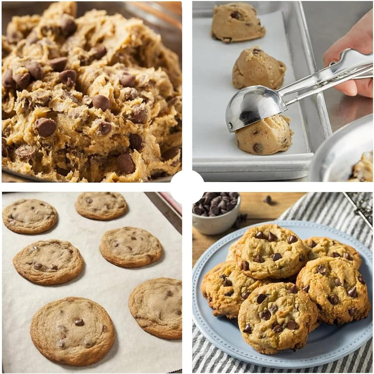 Ice Cream Scoop, 3Pcs Cookie Scoop Set, 18/8 Stainless Steel Cookie Dough Scoop, Cookie Scoops for Baking Set of 3, Ice Cream Scooper with Trigger Release, Cookie Scooper for Baking