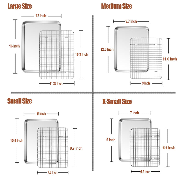 16 + 12.5 + 10.4 + 9 Inch Baking Sheet & Rack