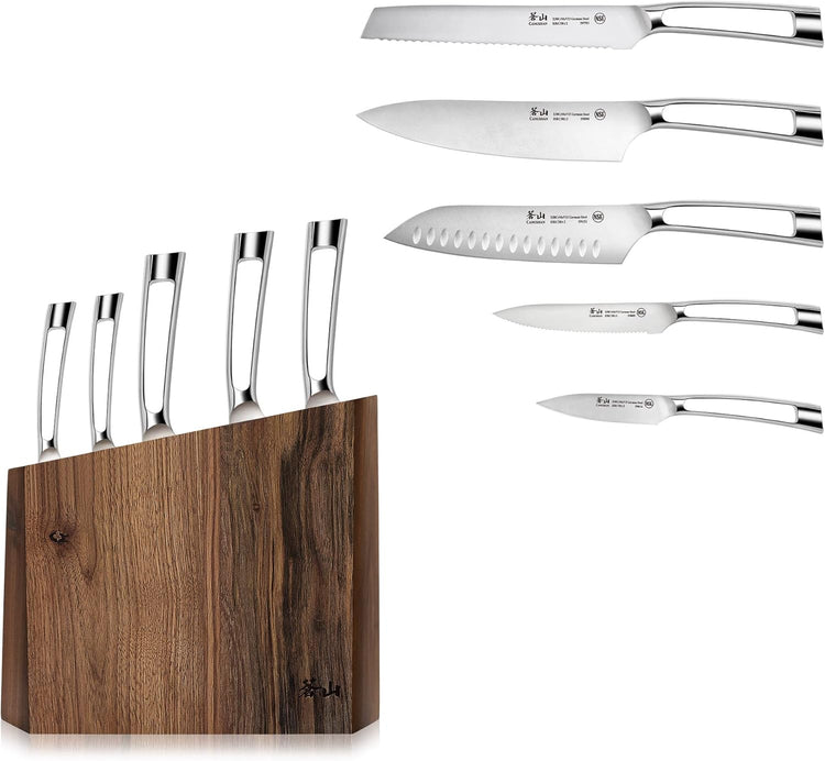 Cangshan N1 Series 6-Piece German Steel Forged Knife Block Set, Walnut Block
