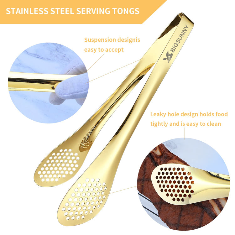 Chef Kitchen Tongs Stainless Steel Food Serving Tongs Set of 3