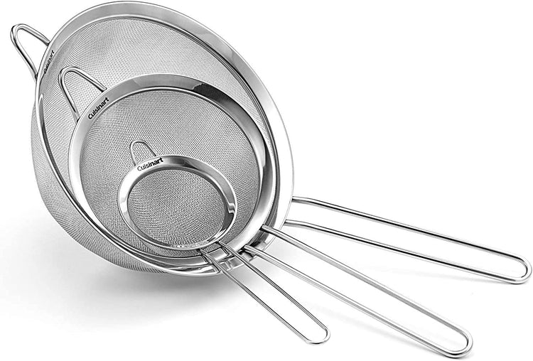 Cuisinart Mini Prep Plus Food Processor, 4 Cup, Brushed Stainless & Mesh Strainers, 3 Pack Set, CTG-00-3MS