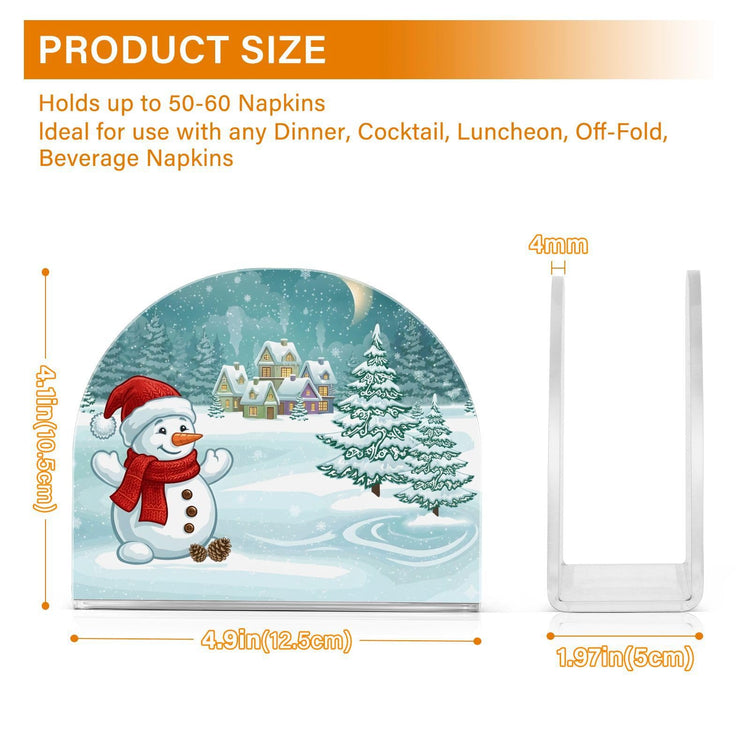 Christmas Winter Village Snowman Napkin Holder for Table Paper Napkins Holder Acrylic Tissue Dispenser Kitchen Dining Room Bathroom Party Car Decor