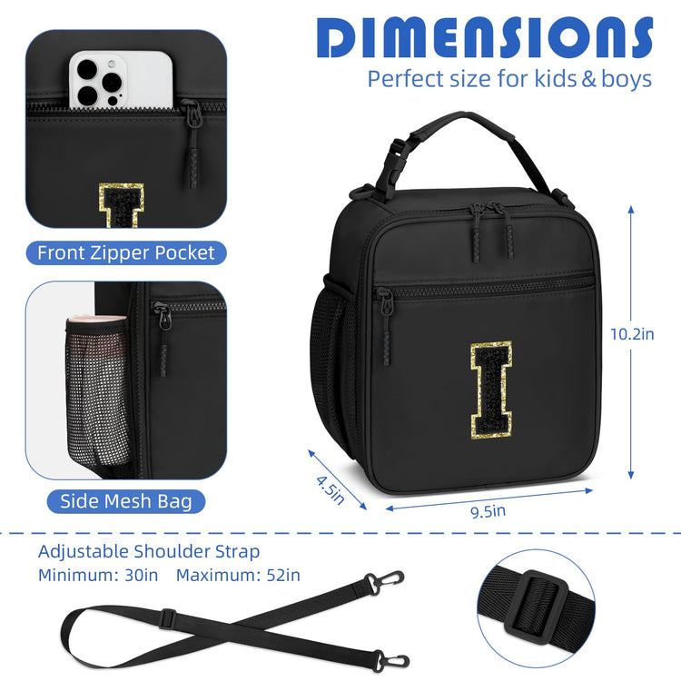 Lunch Box Kids Large Initial Insulated Lunch Bag for Girls
