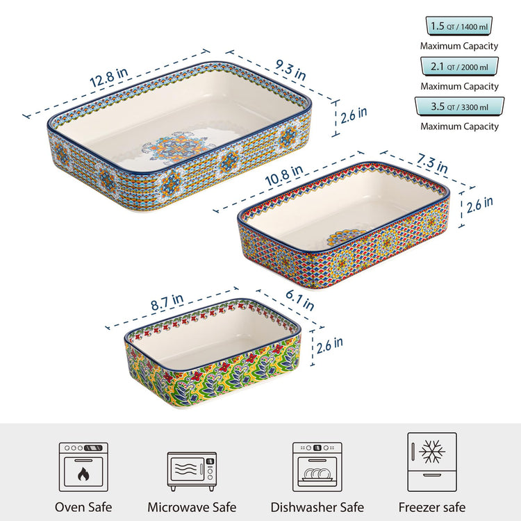 Ceramic Casserole Dishes Set of 3 (3 Count)