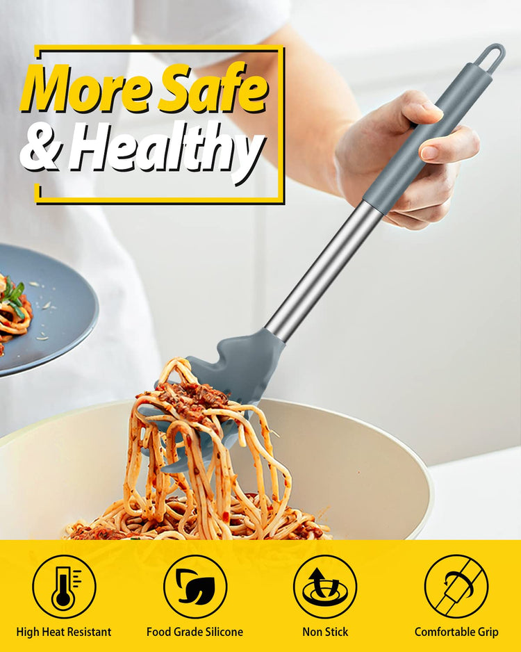 Silicone Pasta Fork and Ladle Spoon Set (2 Count)
