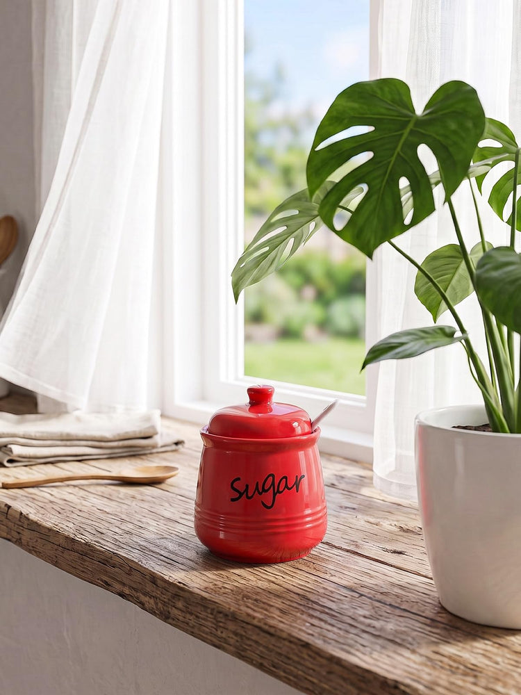 12oz Ceramic Sugar Bowl with Lid and Spoon