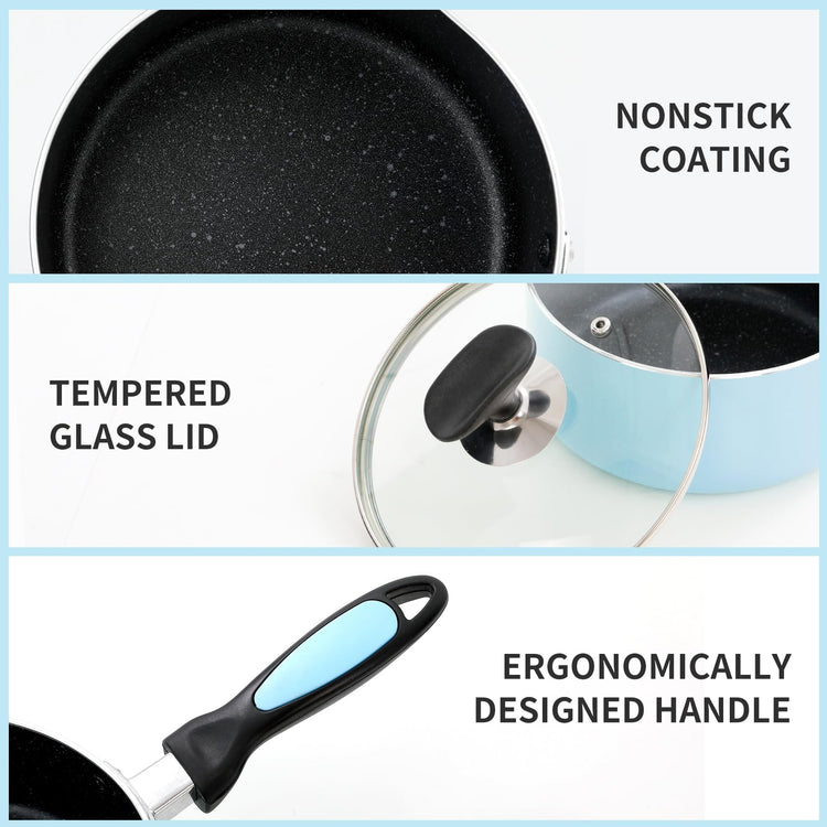 Nonstick Saucepan Set with Lid (2 Count)