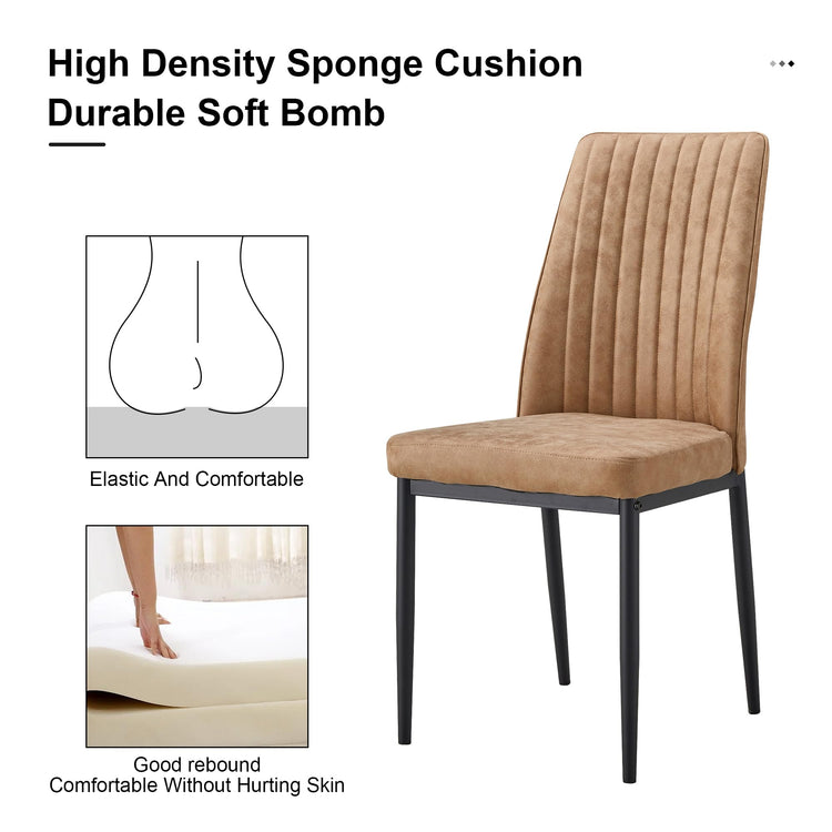 Modern Dining Chairs Set of 8 Kitchen Chairs Set Leathaire Fabric Chair with Metal Leg High Back Upholstered Chair for Dinner Room