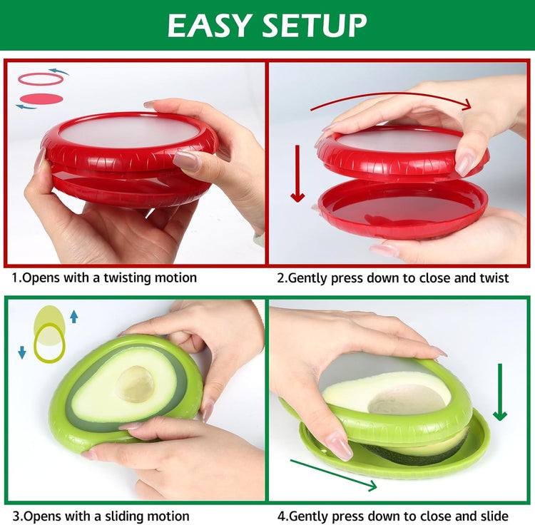 Avocado Saver and Onion Storage 4 Set - Reusable refrigerator fruit storage containers - is the storage Apples, Tomatoes, Tomato,Garlic for Ideal