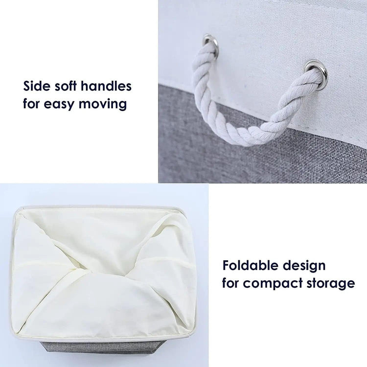 Fabric Storage Bins 12x8x5 inch [6-Pack] with Rope Handles - Decorative Baskets for Organizing
