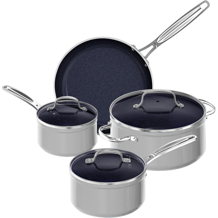 7pc Cookware Set Healthy Duralon Blue Ceramic Nonstick Coated