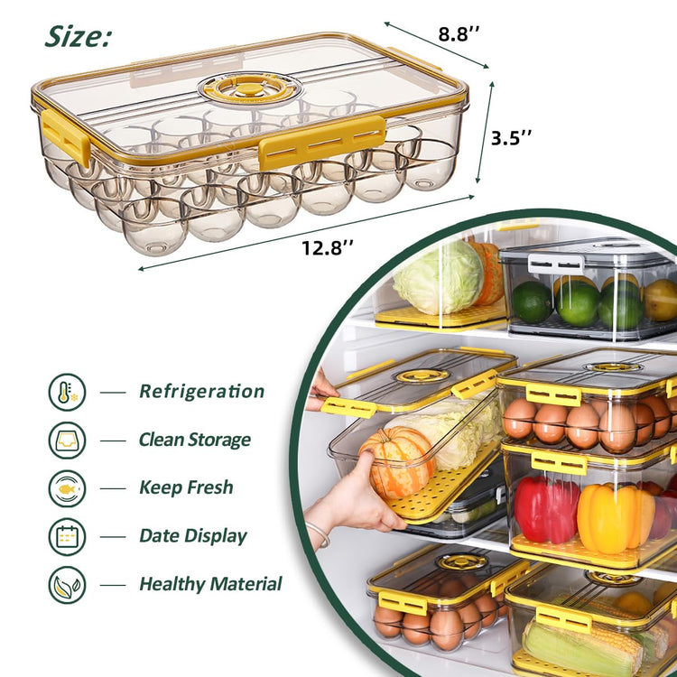Egg Holder 24 Container With Lids for Timer 2 pack (2 Count)