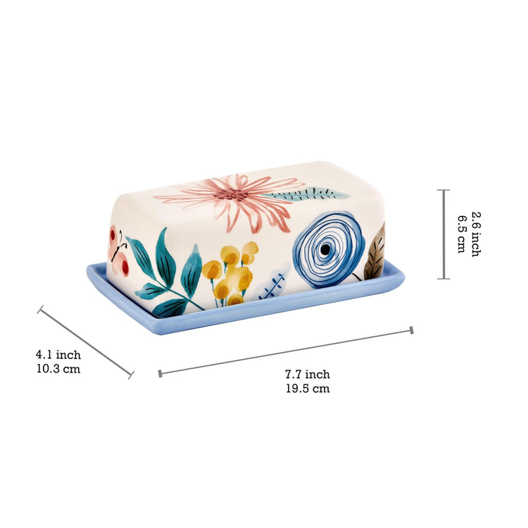 Blossom Symphony Ceramic Butter Dish with Lid