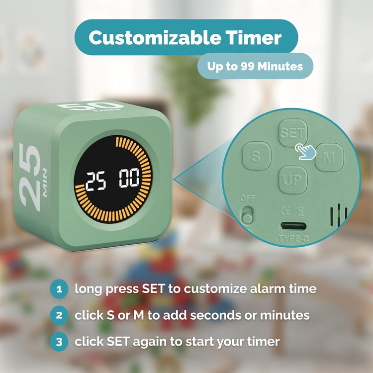 Pomodoro Cube Timer Productivity Visual Timer