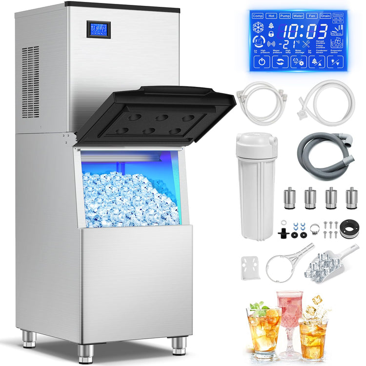 600 lbs High Output Commercial Ice Machine Freestanding Self