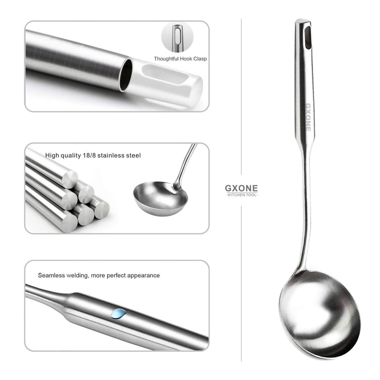 Soup Ladle 304 Stainless Steel Cooking Ladle with Long Handle