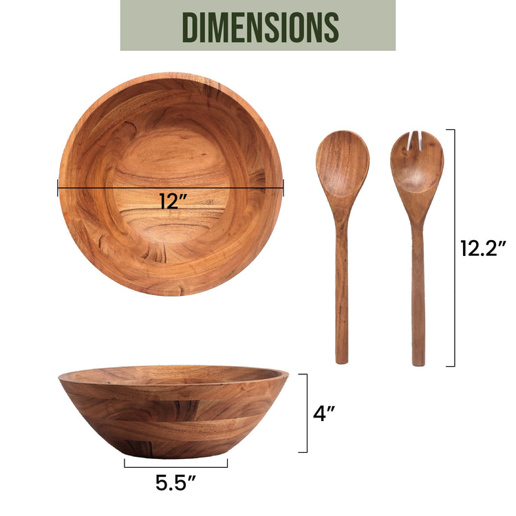 Wooden Salad Bowl Set
