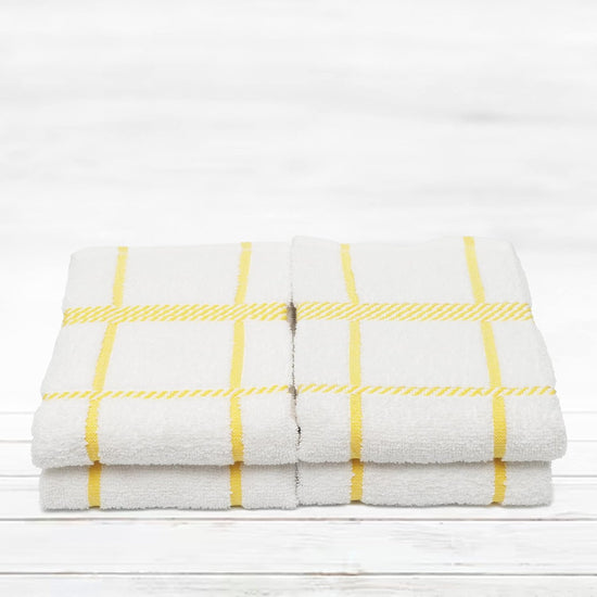 100% Cotton Terry Dish Towels, 4 Pack Checks, 16 x26 Inches, Super Soft and Absorbent Kitchen Towels, Perfect for Kitchen Cleaning and Dish Washing | Yellow - Nestoria