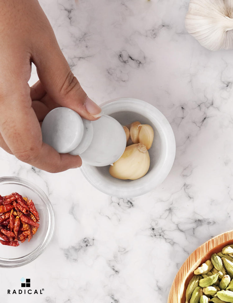 Marble Mortar and Pestle Set Small Spice Grinder & Herb Grinder