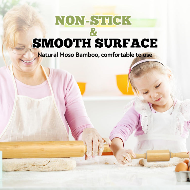 2 Pack（10 inch &17.5 inch） Wooden Rolling Pin for Baking (2 Count)