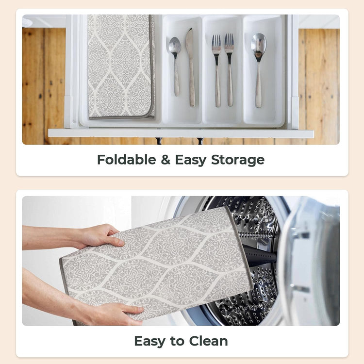 FRESHMINT Printed Dish Drying Mats for Kitchen Counter 2 Pack Absorbent Reversible Drying Mats Microfiber Kitchen Countertop Protector Dishes Drying Pad Extra Large 18"x24" Dish Mat