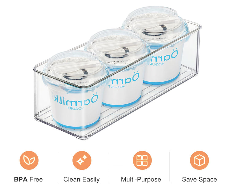 4 PACK Freezer Organizer Bins Clear Stackable Storage Bins for Fridge Organization and Storage (4 Count)