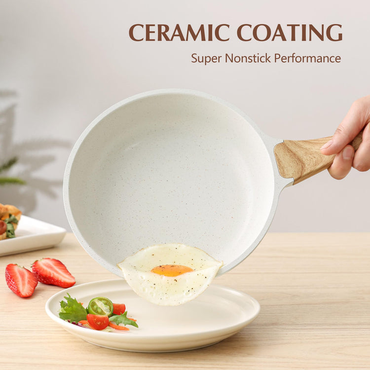 8Inch Nonstick Ceramic Frying Pan with Lid