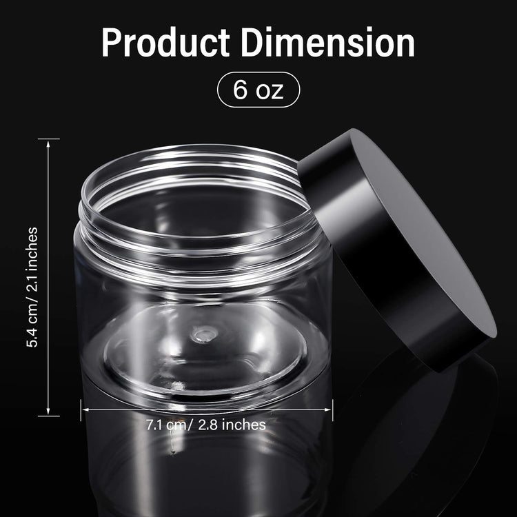 6 Pack 6 oz Plastic Jars Containers with Lids Small Empty Round Clear Containers Wide Mouth Refillable Reusable Leakproof Jars for Travel Cosmetic Dry Food Home Kitchen Organization (6 Count)