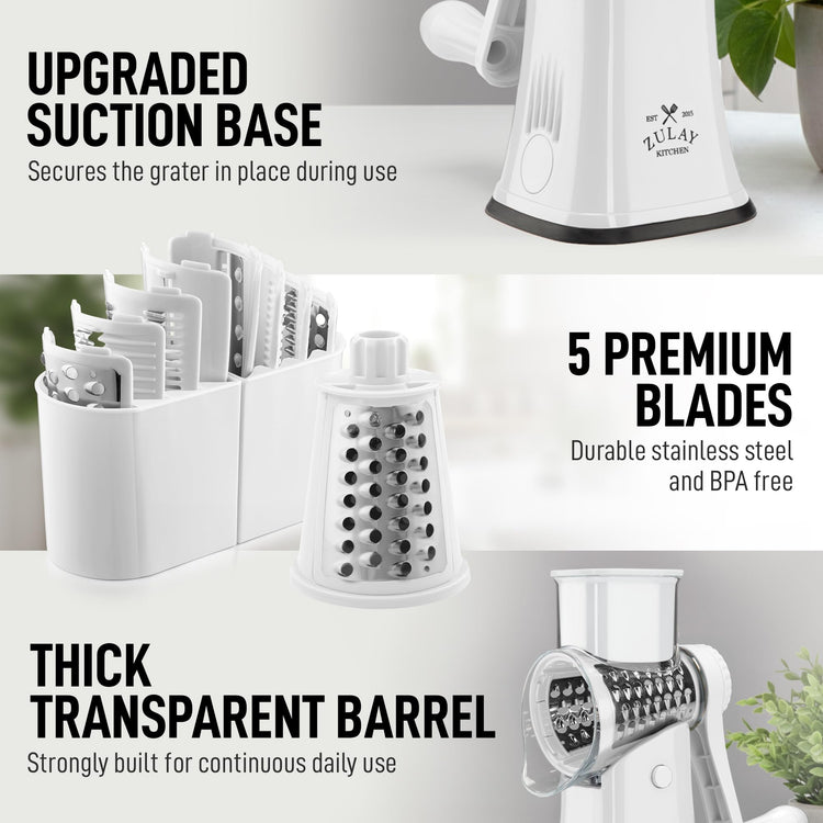 Rotary Cheese Grater 5 Blade Cheese Shredder