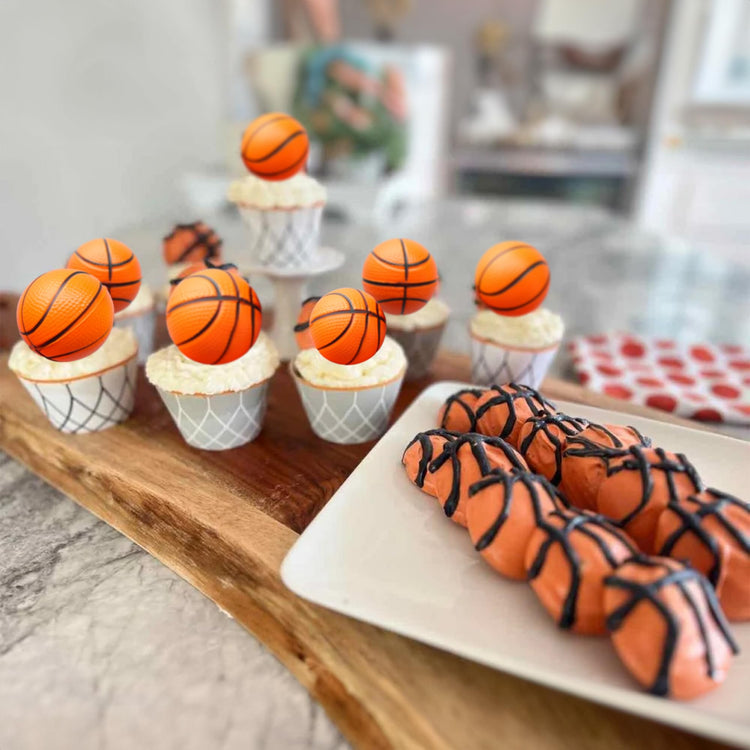 10 Pack 3D Basketball Cupcake Toppers Basketball Cake Toppers Decorations for Sports Theme Baby Shower Birthday Party Cake Decorations Supplies (10 Count)