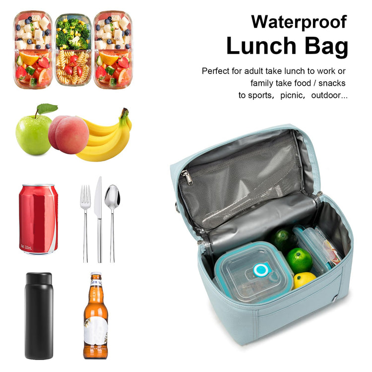 NOL Insulated Lunch Bags for Women Cooler Bag Lightweight Nylon Waterproof Lunch Box for Work Small Light Blue 4L