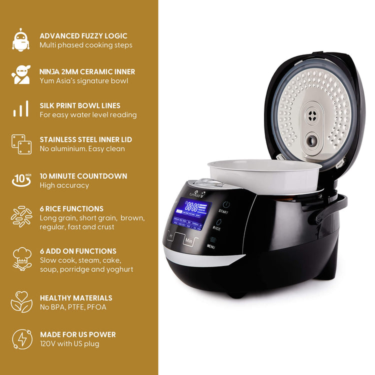 Sakura Rice Cooker with Ceramic Bowl and Advanced Fuzzy Logic