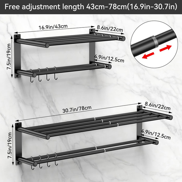 Black Adjustable Black Towel Bar for Bathroom Wall Mount17