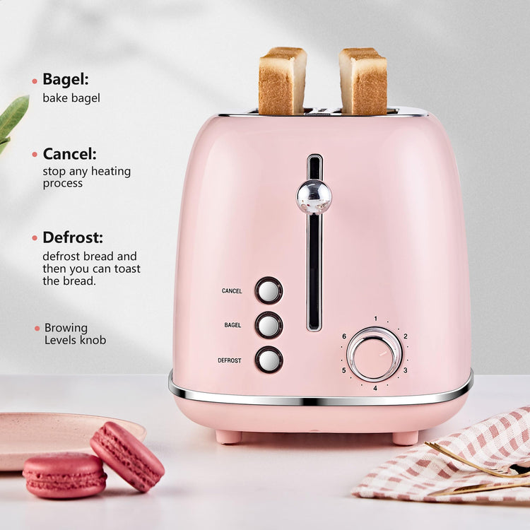 2 Slice Toaster Retro Stainless Steel with Bagel (2 Count)