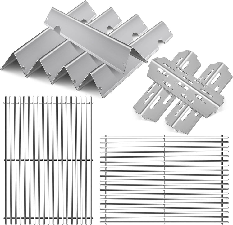 Stainless Steel Grill Flavorizer Bar Heat Plates with 2 Pack Grates BBQ Gas Grill Replacement Parts for Weber Genesis II 300 Series Genesis II E-310 E-315 E-330 E-335 S-310 S-335 Gas Grill