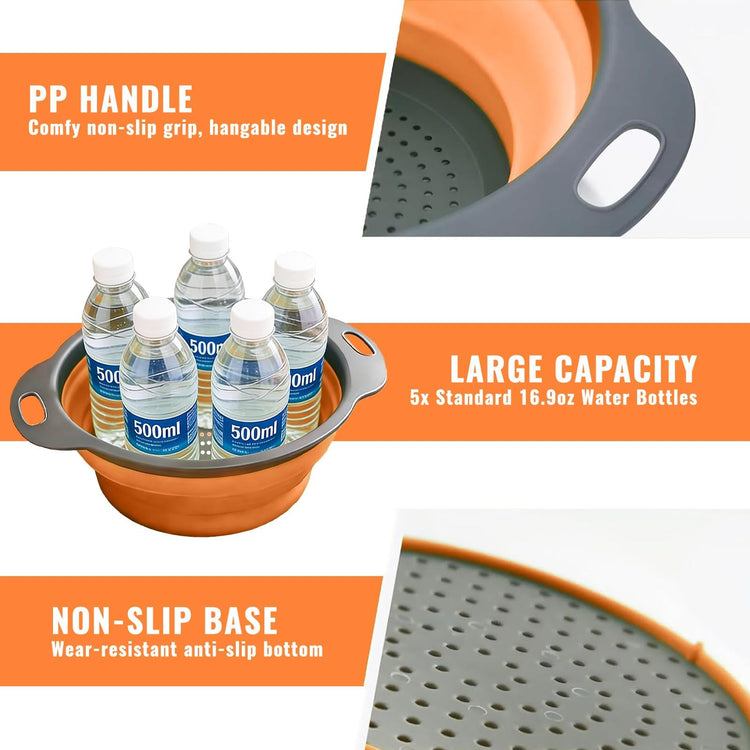 2 Pack Collapsible Silicone Colander with Handle (2 Count)